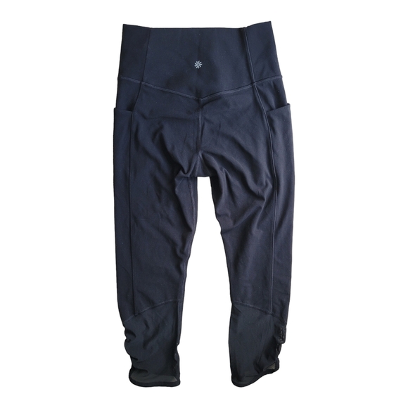 Athleta Pants - Athleta All In Black Capri Tights Size Small And Thigh Pockets with Rouched She